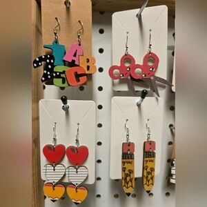 Teacher Style Earrings - 4 Pair